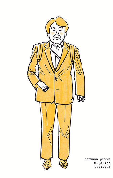 街で見かけた人物の全身イラスト。年代のの、性別。