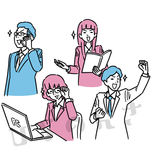 職場で活躍するビジネスマンたちのイラスト