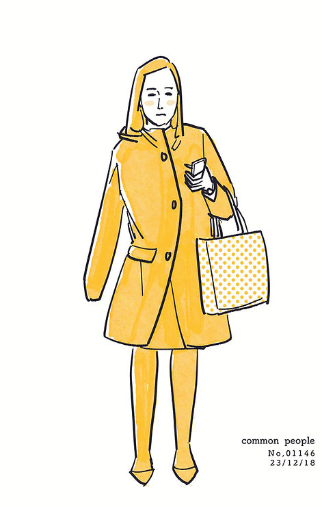 街で見かけた人物の全身イラスト。年代のの、性別。