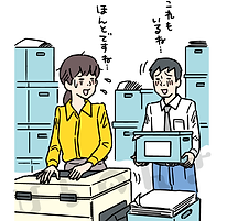 コピーをしなければいけない書類がたくさんあるというイラスト