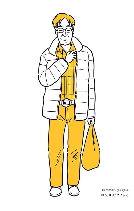 街で見かけた人物の全身イラスト。年代のの、性別。