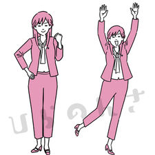社労士の女性のポーズ違いイラスト
