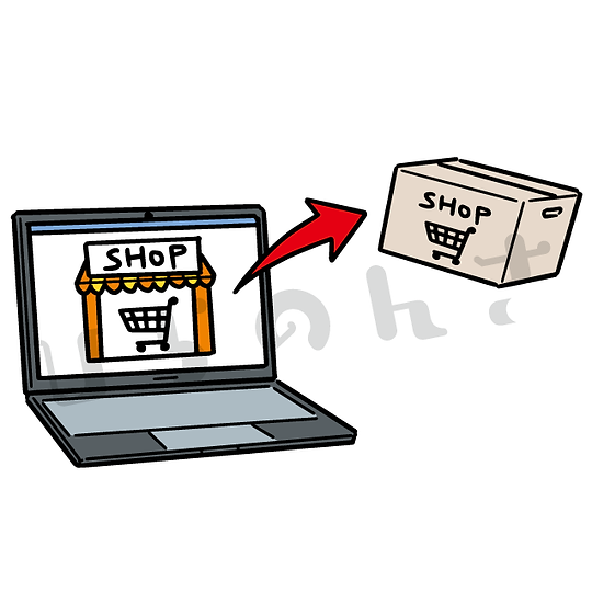 オンラインショップで買い物をするイラスト