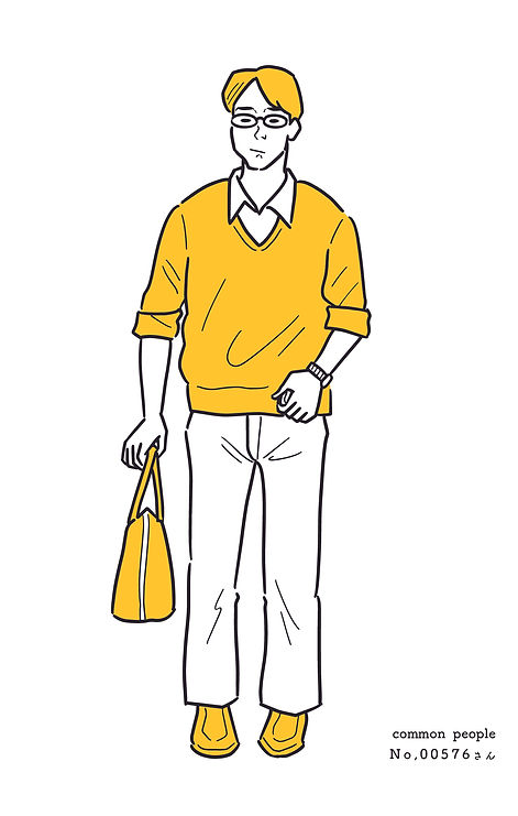 街で見かけた人物の全身イラスト。年代のの、性別。