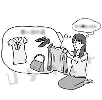 似合う服を選ぶ女性のイラスト