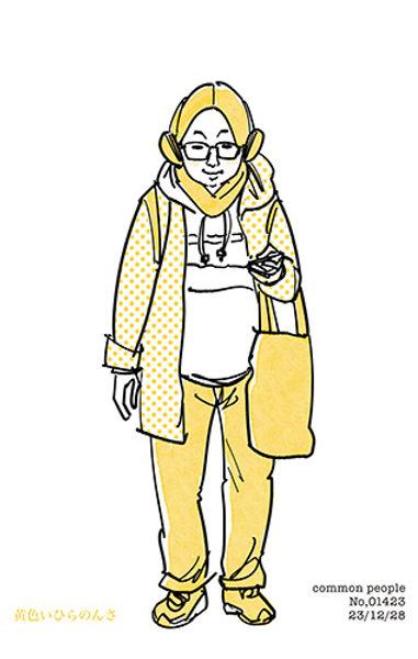 街で見かけた人物の全身イラスト。年代のの、性別。