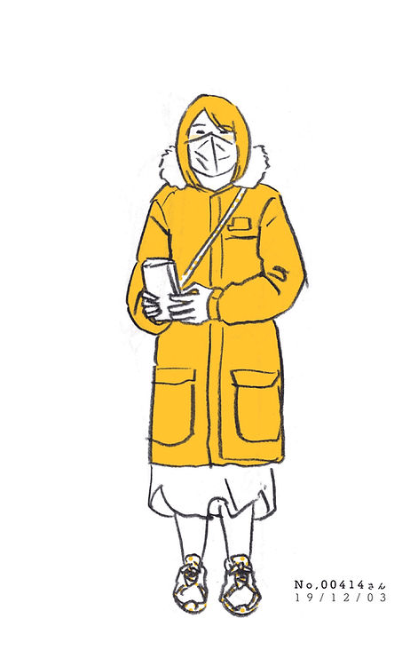 街で見かけた人物の全身イラスト。年代のの、性別。