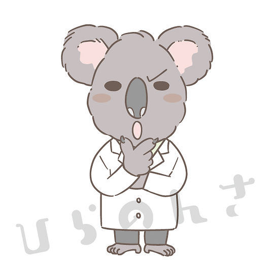 考えているコアラの医者のイラスト