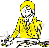 電話をしながらメモを取る女性のイラスト