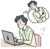 パソコン入力している男性を客観的にみる男性のイラスト