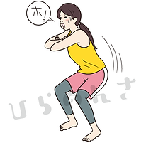 スクワットをする女性のイラスト