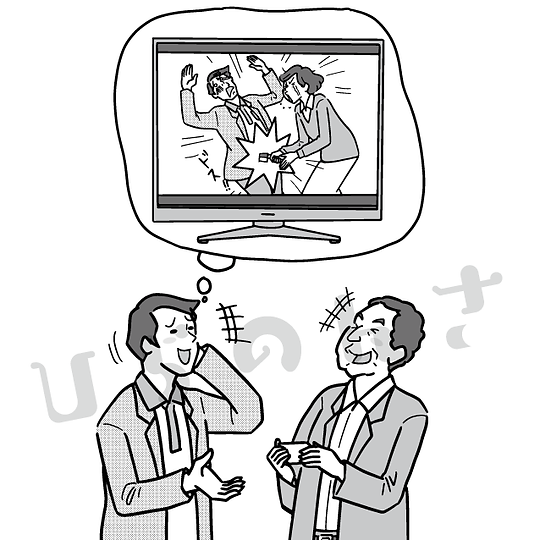 笑い話をするコンサルタントのイラスト
