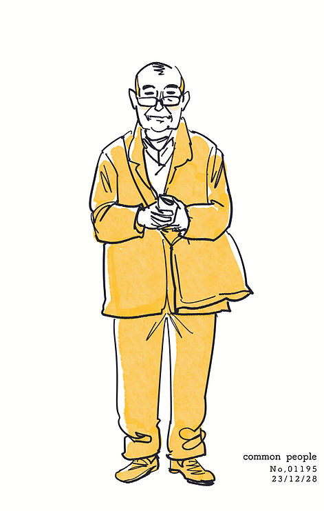 街で見かけた人物の全身イラスト。年代のの、性別。