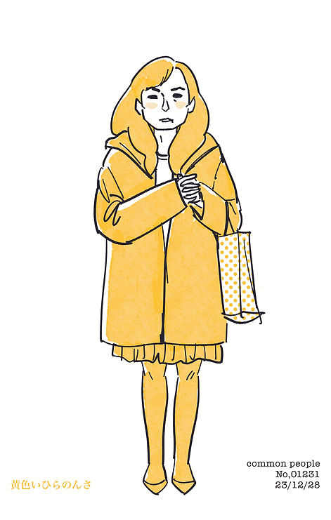 街で見かけた人物の全身イラスト。年代のの、性別。