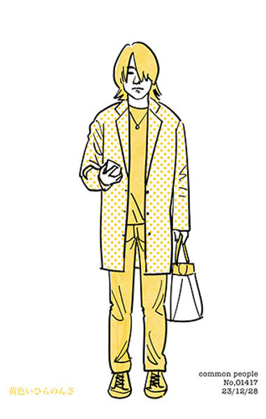 街で見かけた人物の全身イラスト。年代のの、性別。