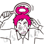 薄毛に驚く男性のイラスト
