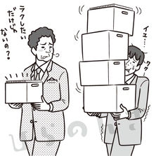 荷物を部下に押し付ける上司のイラスト