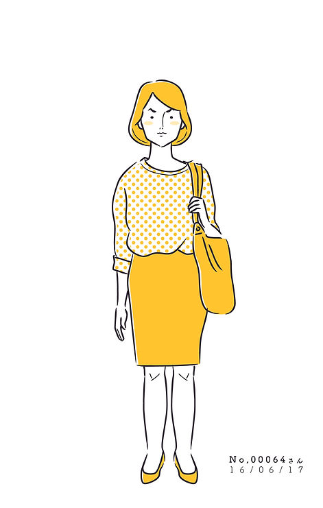 街で見かけた人物の全身イラスト。年代のの、性別。