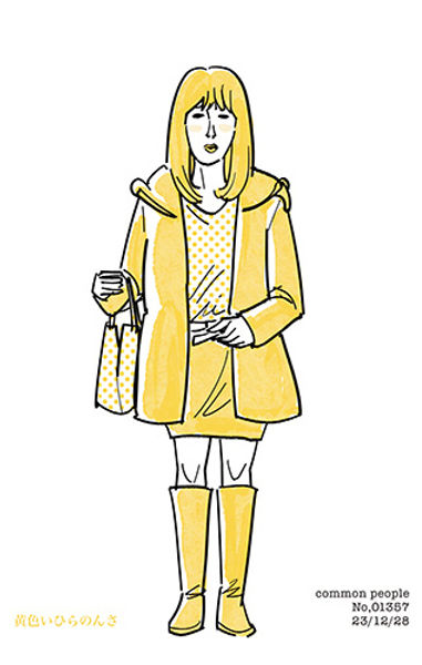 街で見かけた人物の全身イラスト。年代のの、性別。