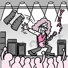 ライブ中チョッキをファンに投げ捨てるロッカーのイラスト