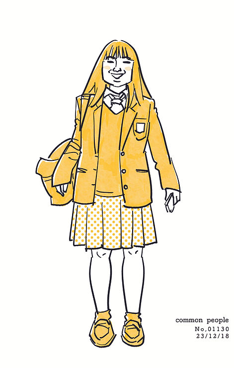 街で見かけた人物の全身イラスト。年代のの、性別。