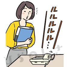電話が鳴っているのを見る女性のイラスト
