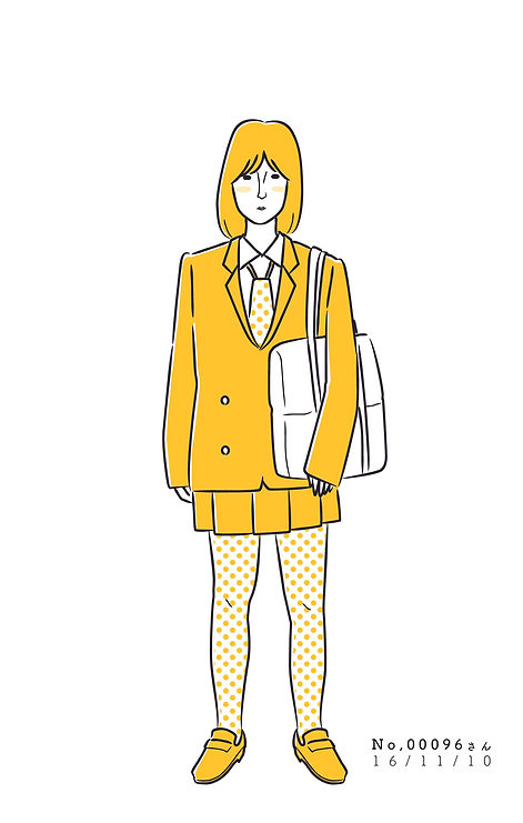 街で見かけた人物の全身イラスト。年代のの、性別。