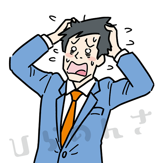 困って汗をかく男性のイラスト