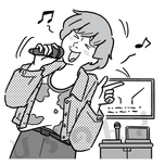 カラオケで歌う女性のイラスト