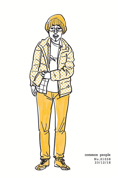 街で見かけた人物の全身イラスト。年代のの、性別。