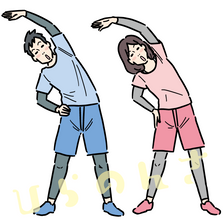 屈伸運動をする男女のイラスト