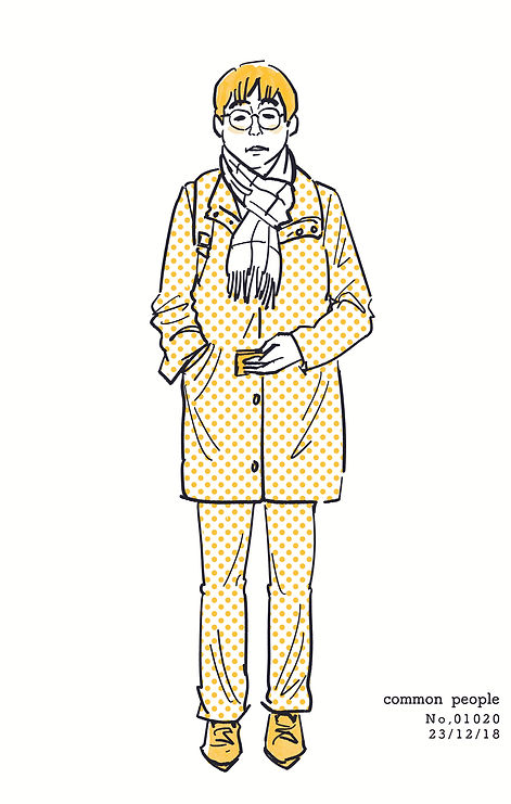 街で見かけた人物の全身イラスト。年代のの、性別。