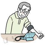血圧を測る高齢男性のイラスト
