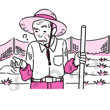 農作業中手に違和感を覚えた高齢者のイラスト