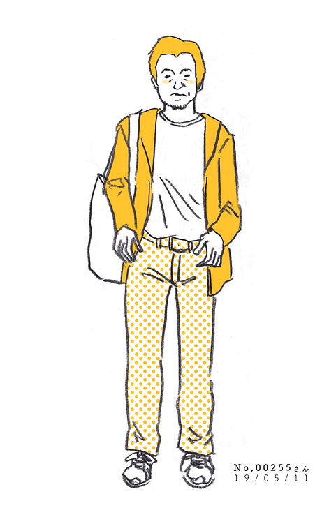 街で見かけた人物の全身イラスト。年代のの、性別。