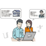 家の購入にネットを調べる夫婦のイラスト