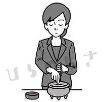 焼香の作法のイラスト