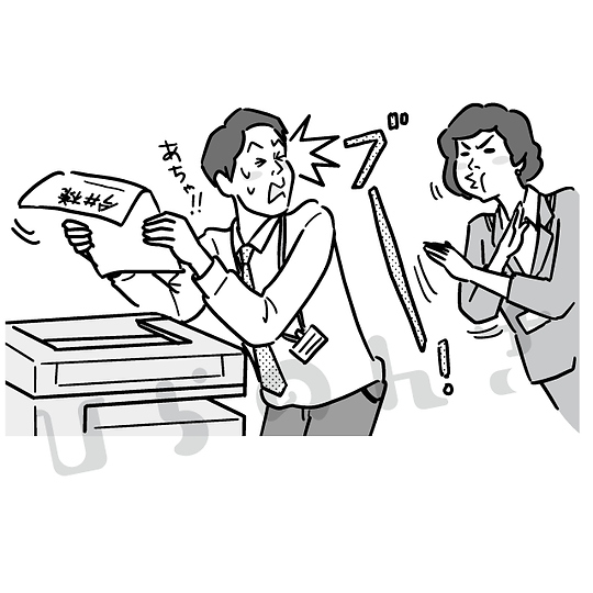 FAXの送り方を間違える男性のイラスト