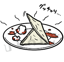 ぐちゃぐちゃの皿のイラスト