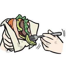 ハンバーガーの食べた方のイラスト
