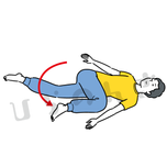 足を倒すストレッチをするイラスト