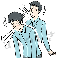 吸って吐く深呼吸をする男性のイラスト