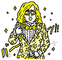 派手なスーツの男性サラリーマンのイラスト