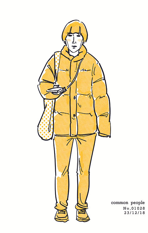 街で見かけた人物の全身イラスト。年代のの、性別。