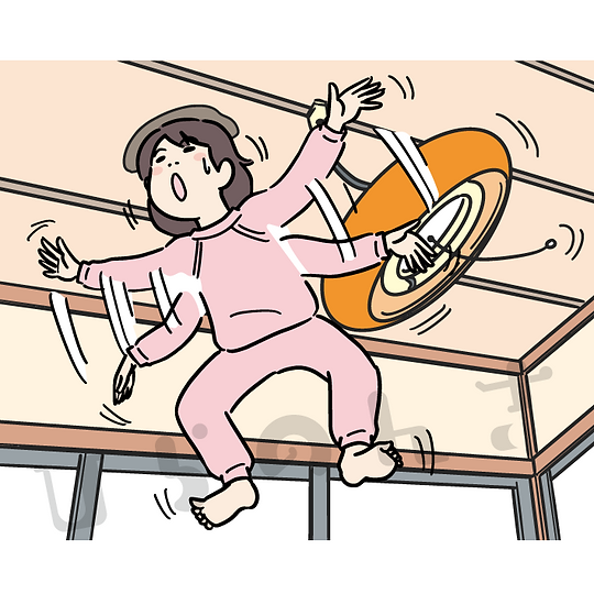 天井までは飛べる子供の夢のイラスト