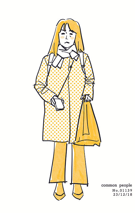 街で見かけた人物の全身イラスト。年代のの、性別。