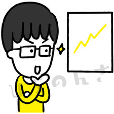 上昇チャートに喜ぶ男性のイラスト