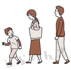 歩く家族のイラスト