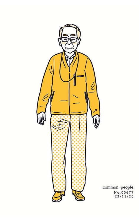 街で見かけた人物の全身イラスト。年代のの、性別。