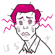 目が赤い男性のイラスト